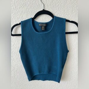 House of Harlow 1960 Blue Ribbed Tank Top